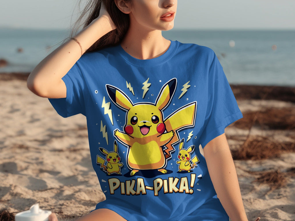Pika Pika Pikachu With Electrical Arcs Design T-Shirts
