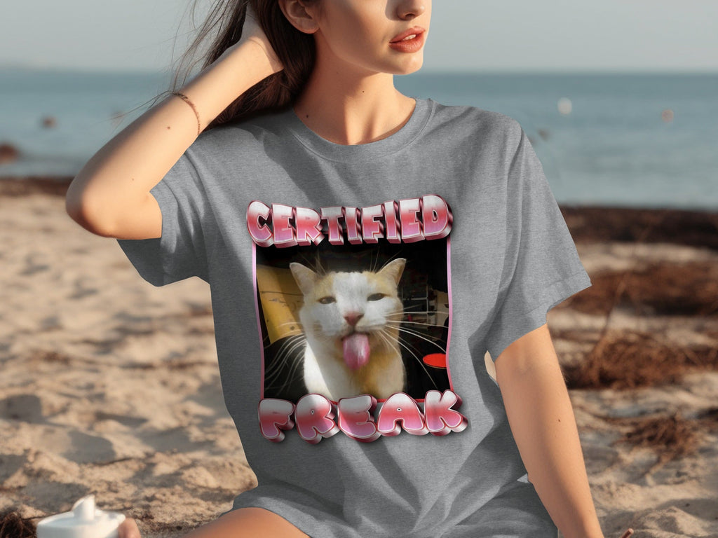 Certified Freak Hilarious Cat With Tongue Out T-Shirts