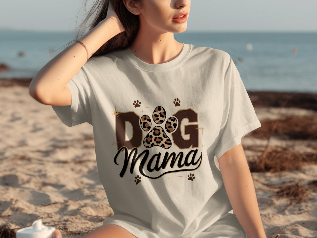 Cute Leopard Paw Print Dog Mama Graphic Design T-Shirts