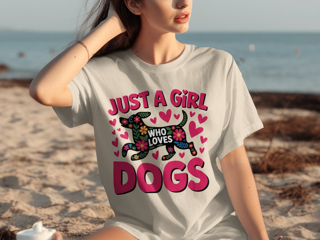 Just A Girl Who Loves Dogs With Floral Dog T-Shirts product image 7
