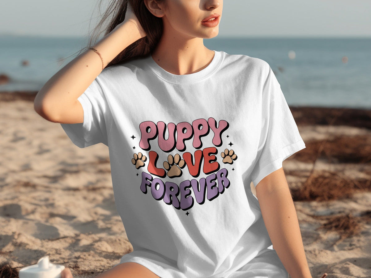 Puppy Love Forever Retro Style Graphic Design T-Shirts