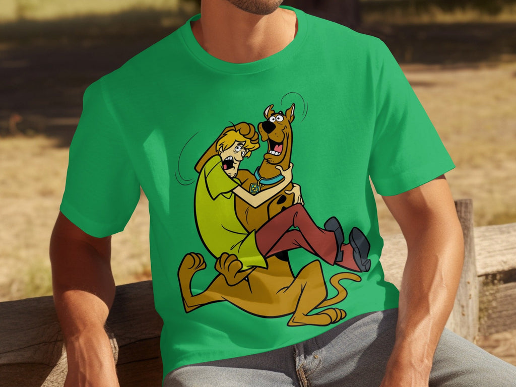 Shaggy Riding Scooby Doo Scared Cartoon Character T-Shirts