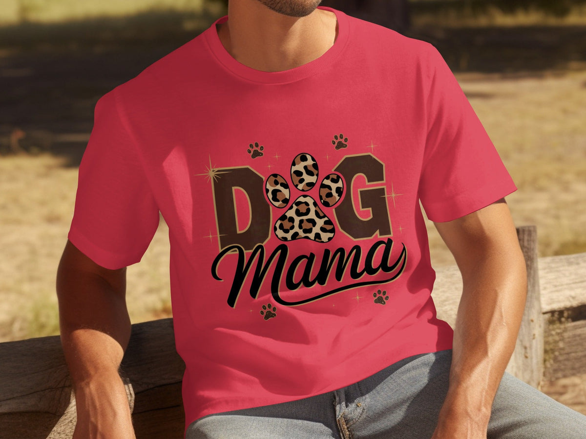 Cute Leopard Paw Print Dog Mama Graphic Design T-Shirts