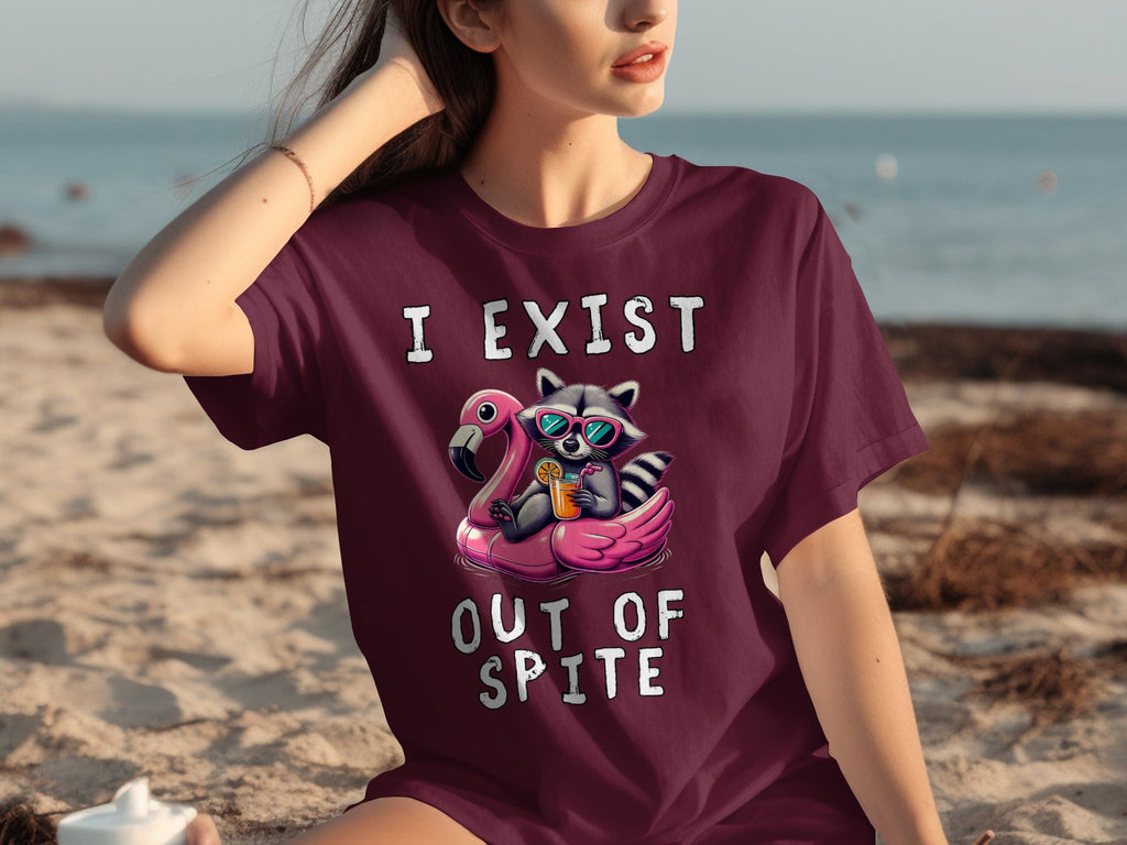 Funny Raccoon Flamingo Float I Exist Out Of Spite T-Shirts