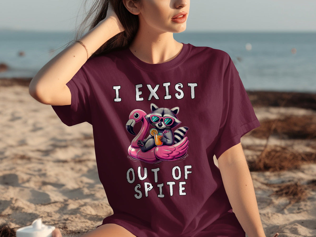Funny Raccoon Flamingo Float I Exist Out Of Spite T-Shirts
