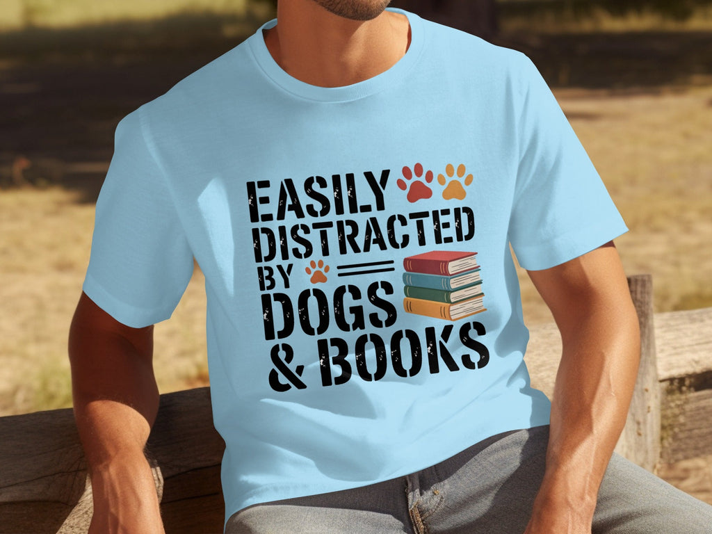 Easily Distracted by Dogs & Books Design Cool T-Shirts product image 23