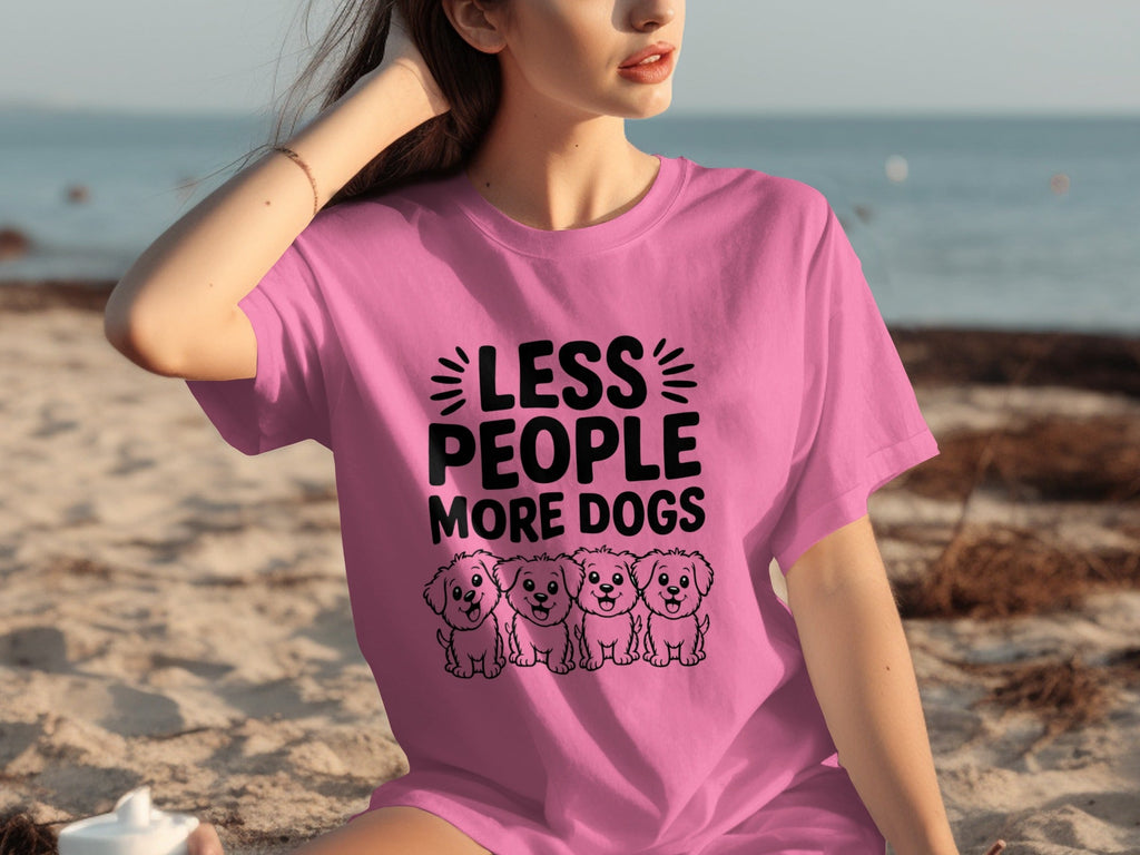 Less People More Dogs with Cute Dog Pets Art T-Shirts