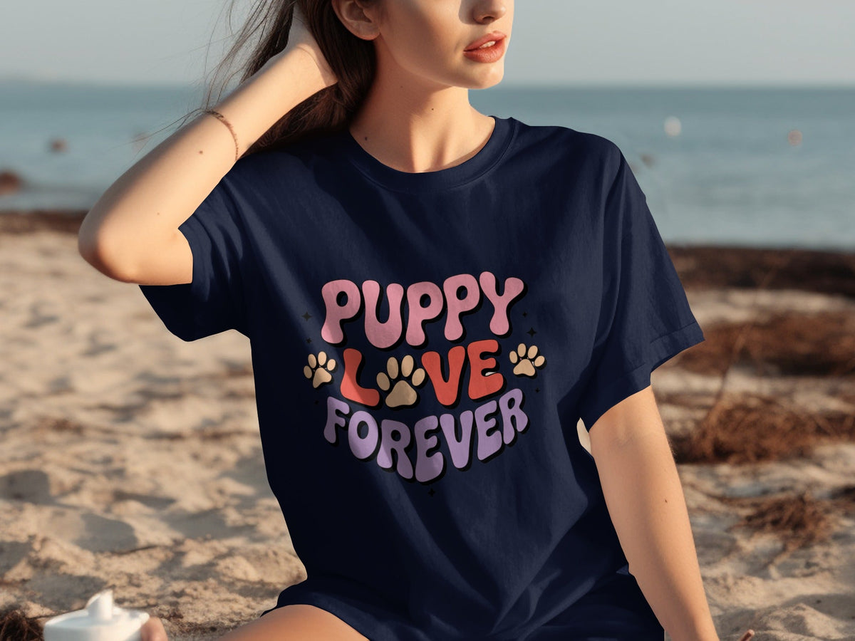Puppy Love Forever Retro Style Graphic Design T-Shirts