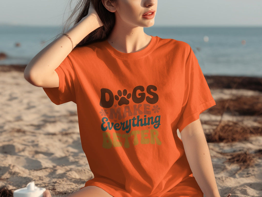 Dogs Make Everything Better with Flowers Design T-Shirts