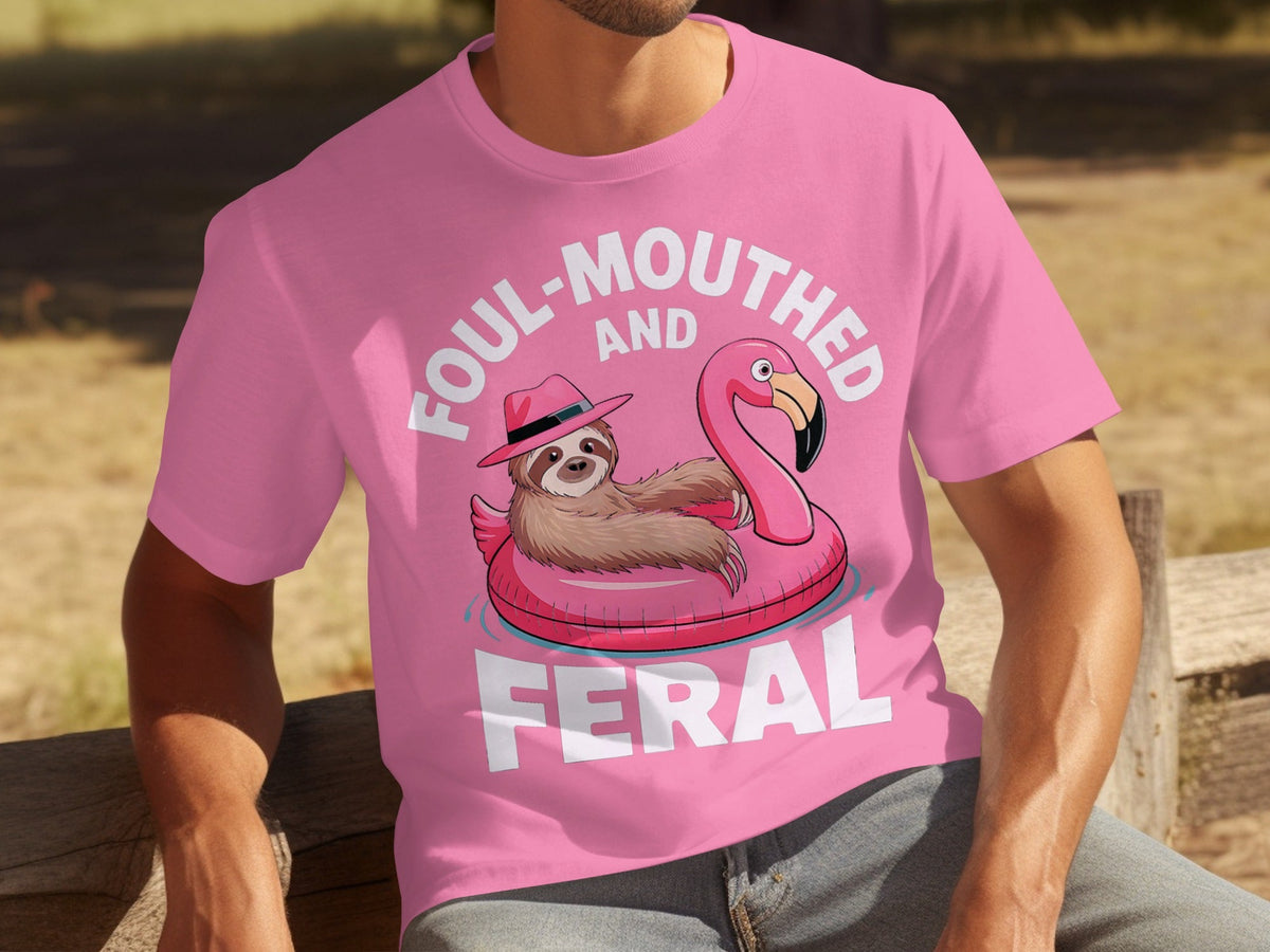 Foul-Mouthed AND Feral Sloth in Flamingo Float T-Shirts product image 3