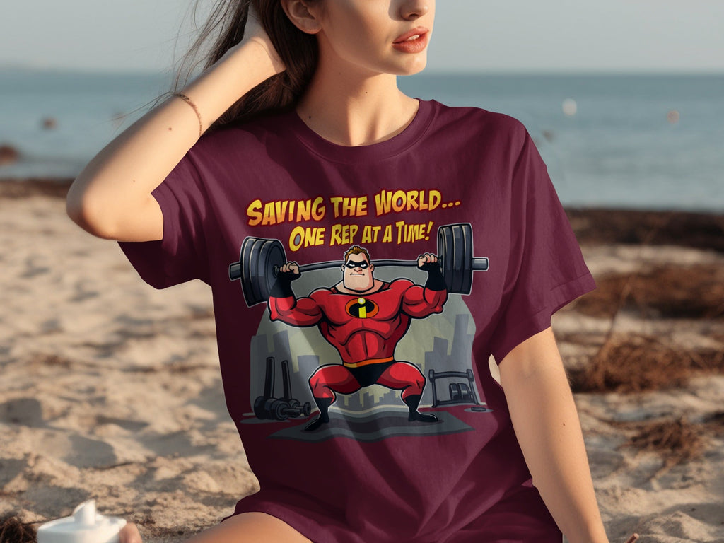 Saving the World One Rep at a Time Heroic Gym T-Shirts