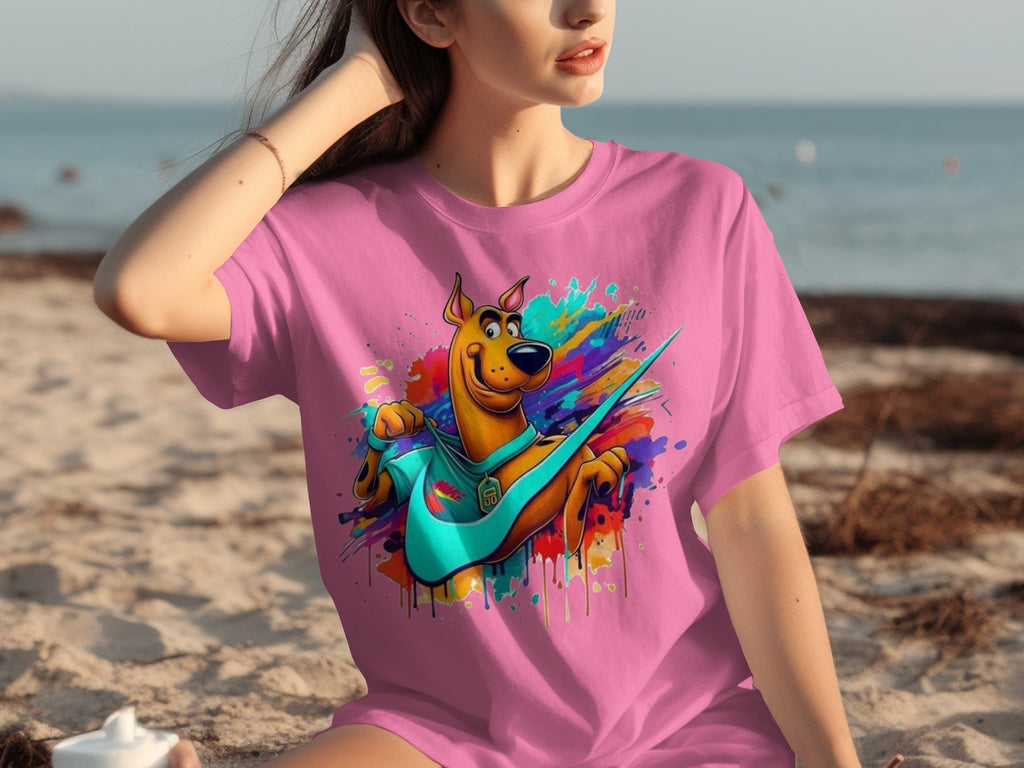 Scooby Doo With Nike Logo Trendy Colorful Splash T-Shirts