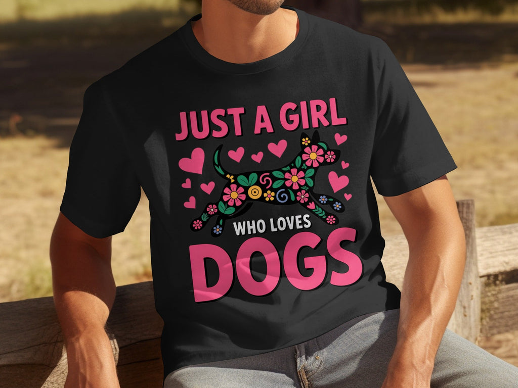 Just A Girl Who Loves Dogs Floral Dog Design T-Shirts