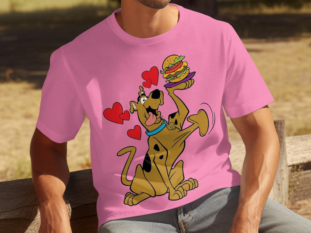 Scooby Doo Craves a Burger with Hearts Around Him T-Shirts