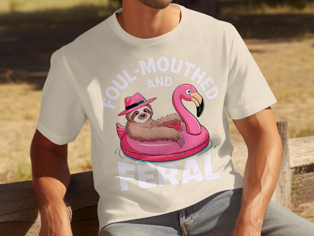 Foul-Mouthed AND Feral Sloth in Flamingo Float T-Shirts product image 6