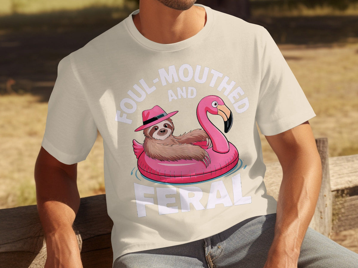 Foul-Mouthed AND Feral Sloth in Flamingo Float T-Shirts product image 6