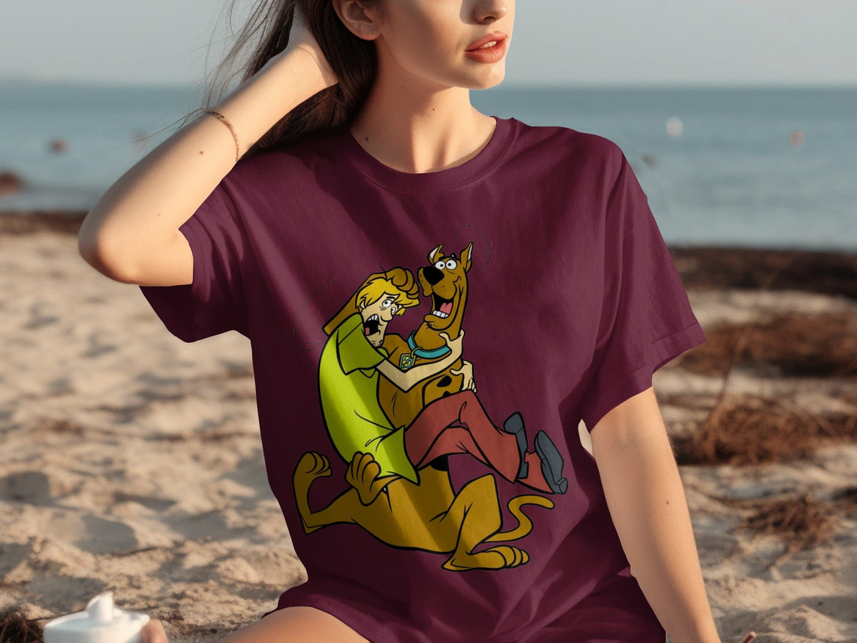 Shaggy Riding Scooby Doo Scared Cartoon Character T-Shirts