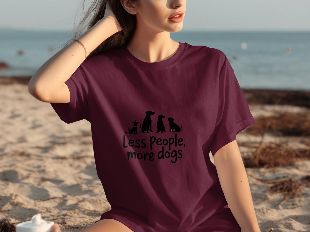Less People More Dogs Silhouette Image Funny Pet T-Shirts