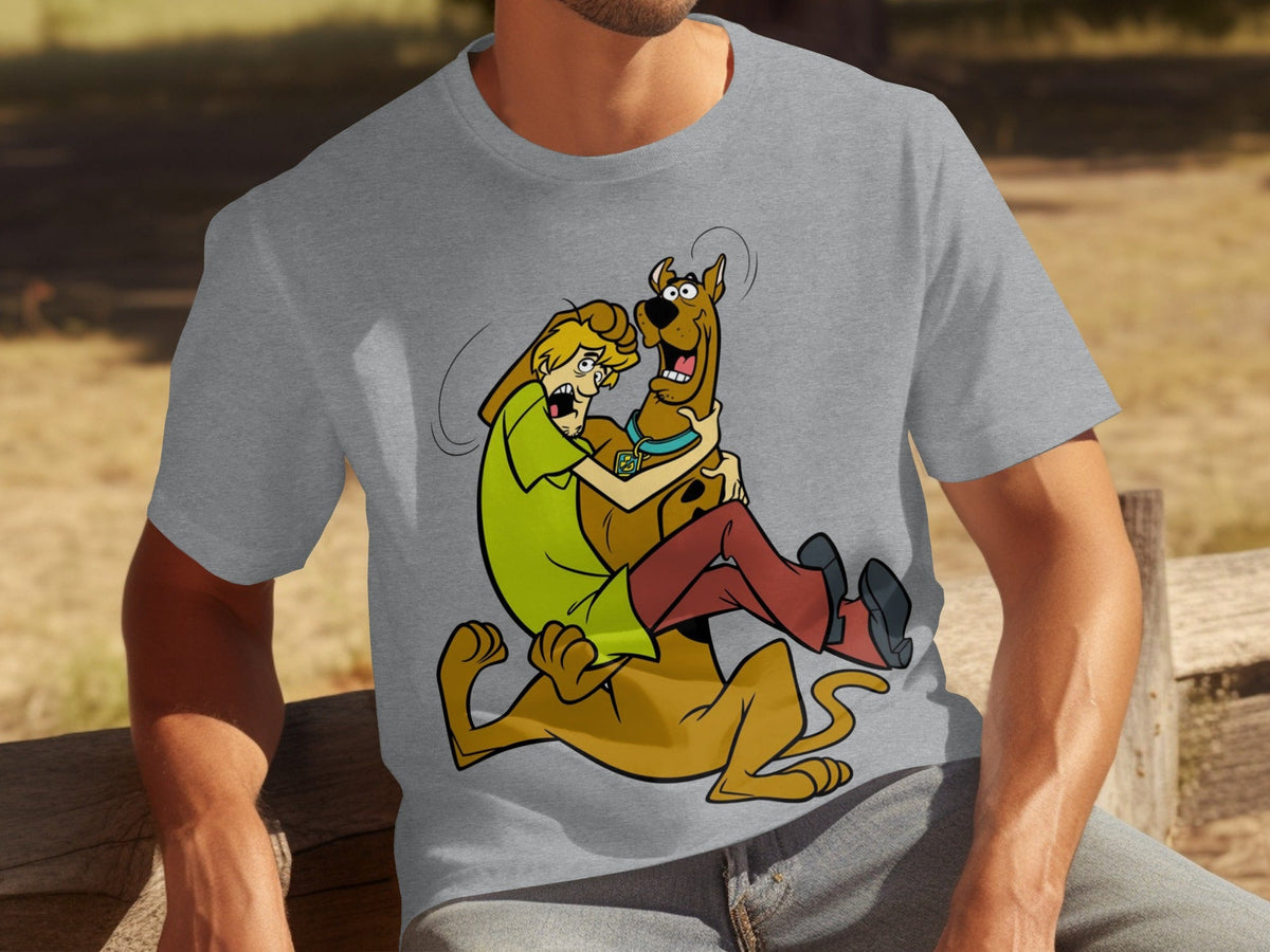 Shaggy Riding Scooby Doo Scared Cartoon Character T-Shirts