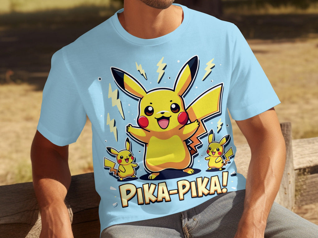 Pika Pika Pikachu With Electrical Arcs Design T-Shirts