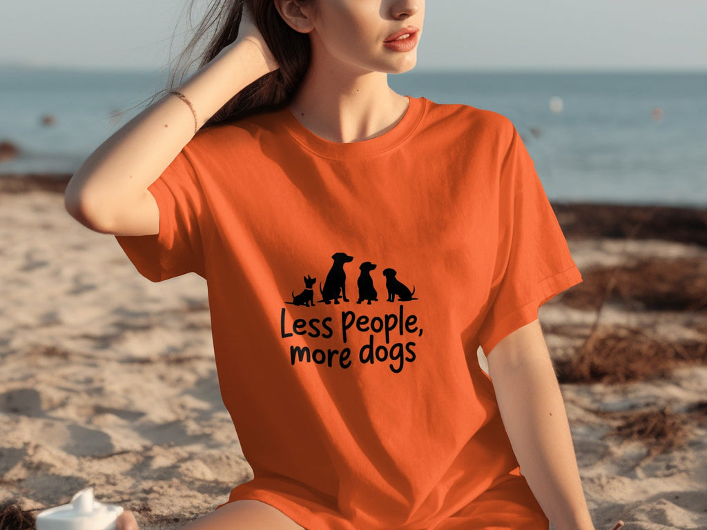 Less People More Dogs Silhouette Image Funny Pet T-Shirts