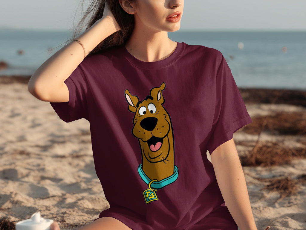 Scooby Doo Headshot Featuring His Tag Cartoon T-Shirts