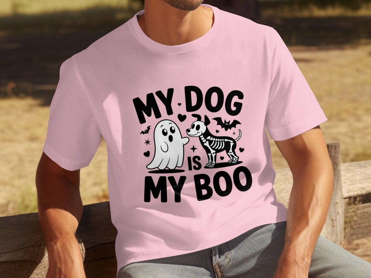 My Dog IS My Boo Halloween Ghost Dog Skeleton Art T-Shirts