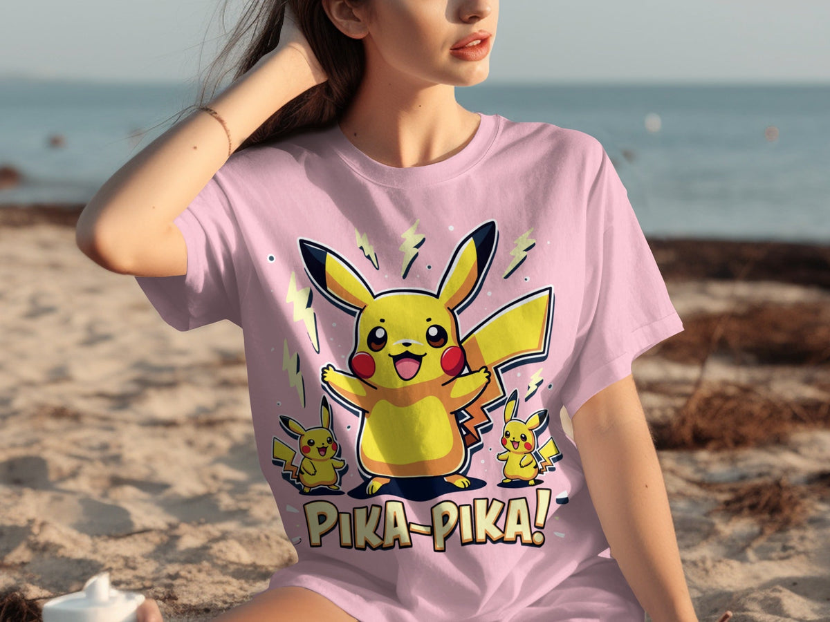 Pika Pika Pikachu With Electrical Arcs Design T-Shirts