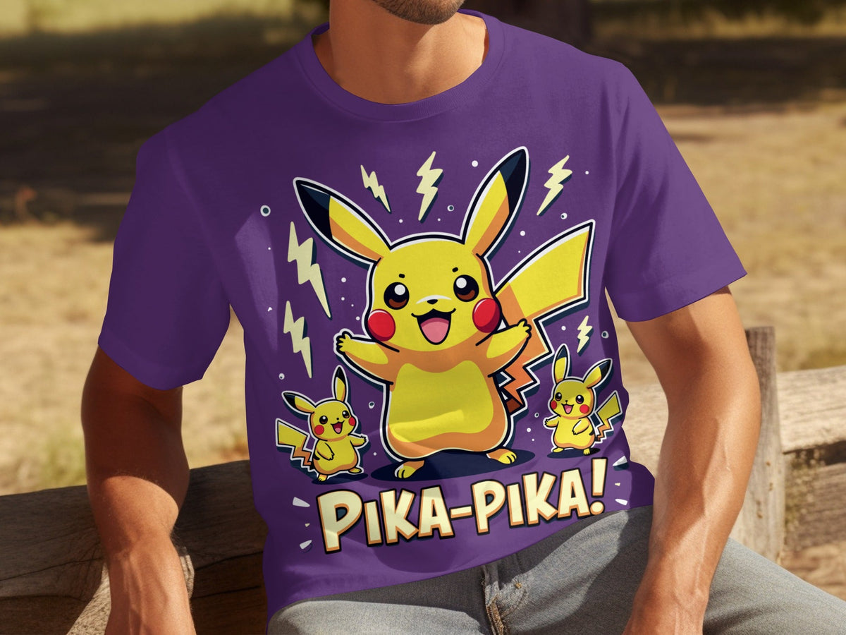Pika Pika Pikachu With Electrical Arcs Design T-Shirts