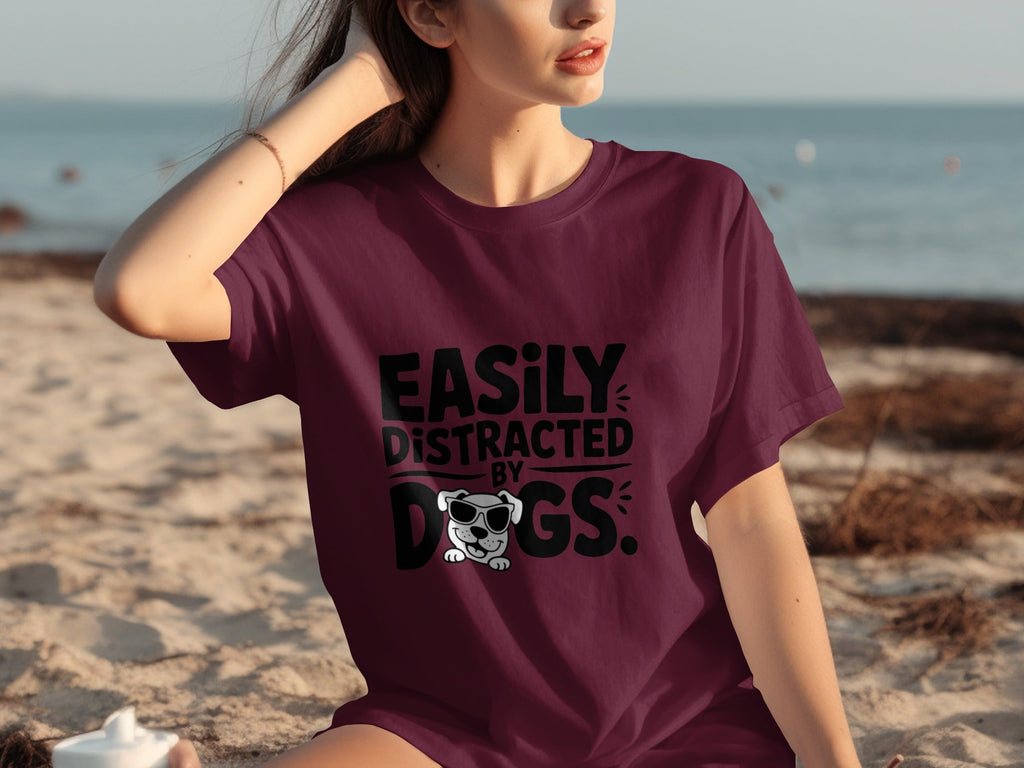 Easily Distracted By Dogs Cute Puppy Illustration T-Shirts product image 11