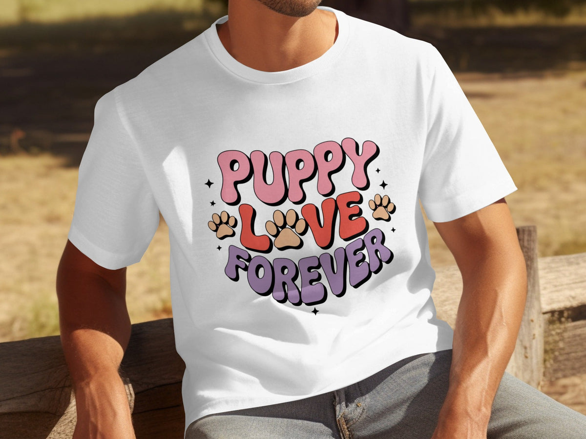 Puppy Love Forever Retro Style Graphic Design T-Shirts