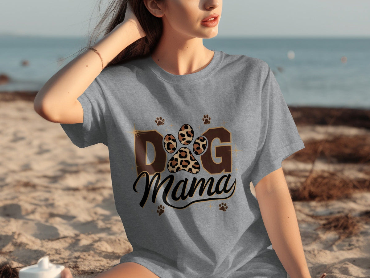Cute Leopard Paw Print Dog Mama Graphic Design T-Shirts