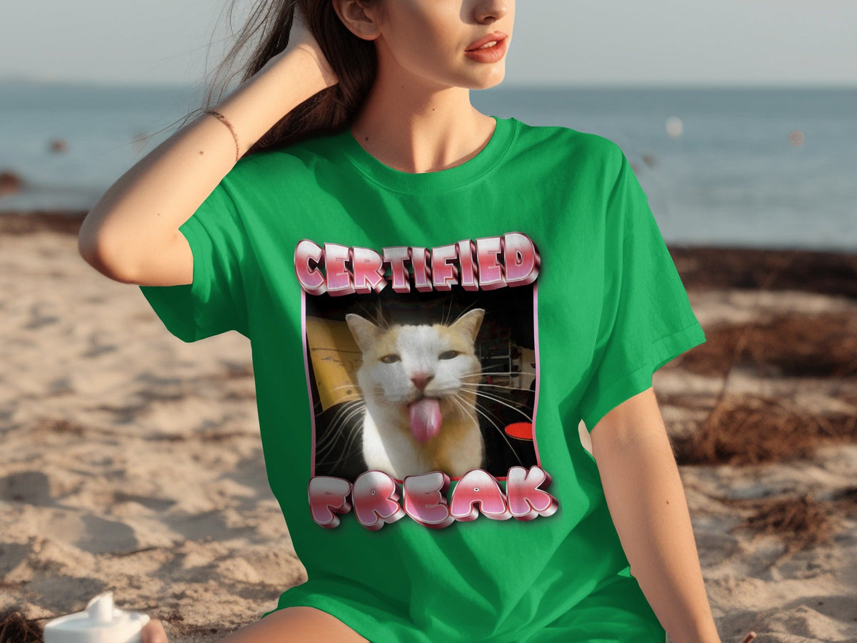 Certified Freak Hilarious Cat With Tongue Out T-Shirts