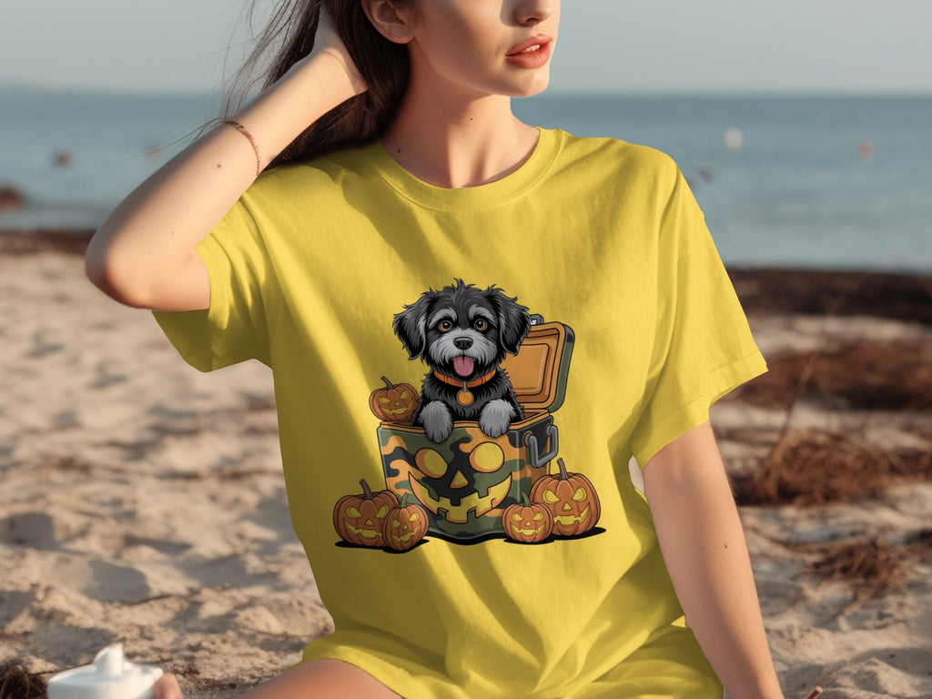 Cute Dog In a Pumpkin Container Halloween Season T-Shirts