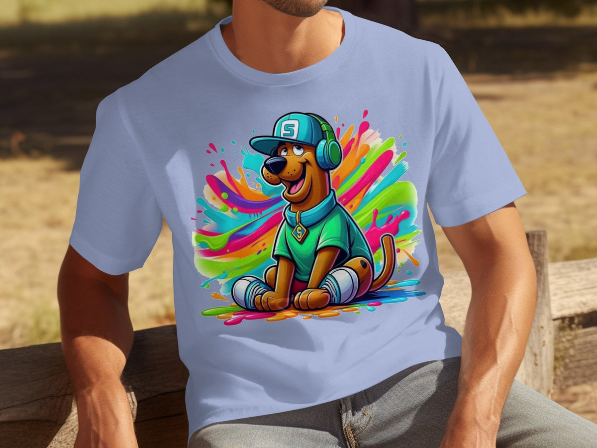Scooby Doo with Headphones and Cap Colorful Art T-Shirts