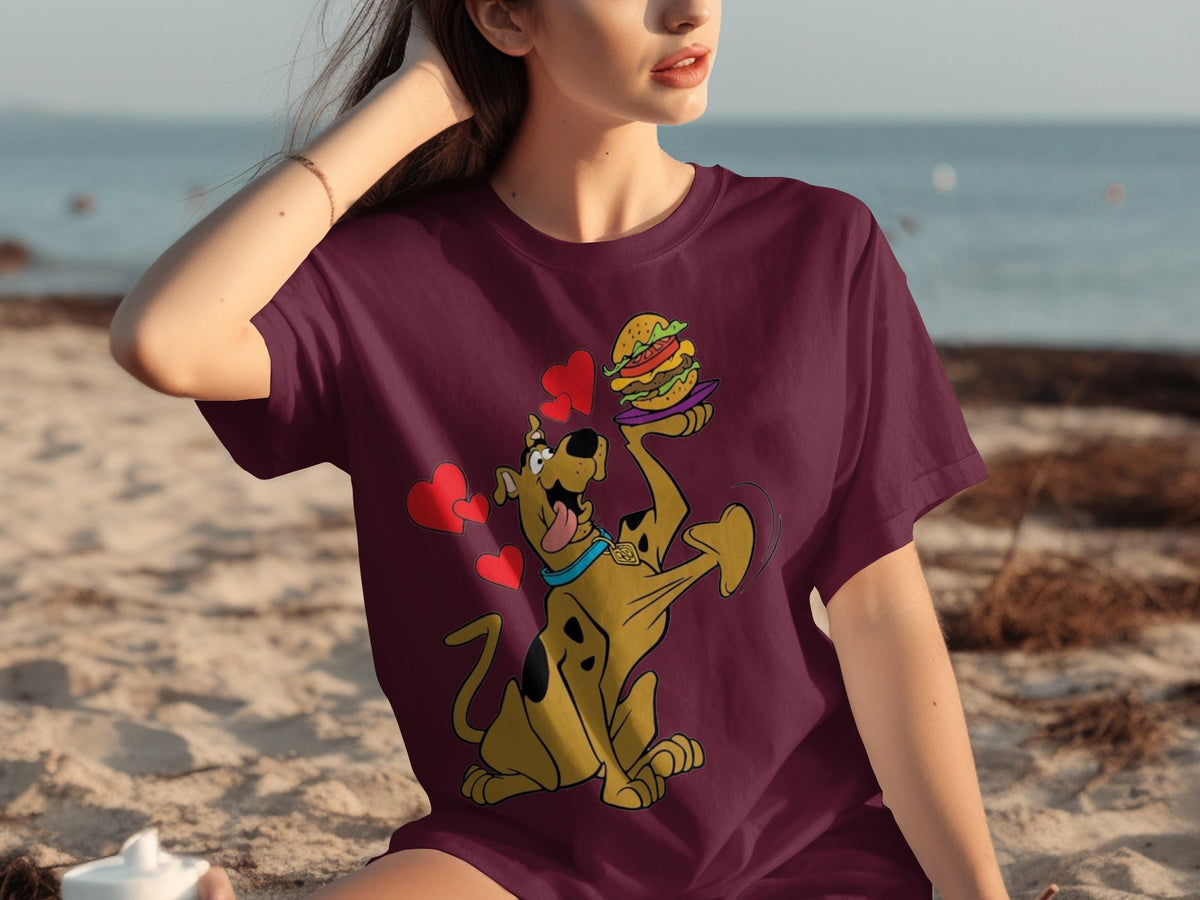 Scooby Doo Craves a Burger with Hearts Around Him T-Shirts