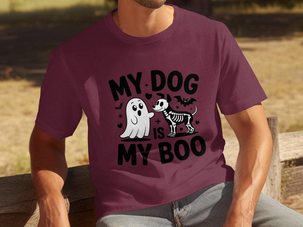 My Dog IS My Boo Halloween Ghost Dog Skeleton Art T-Shirts