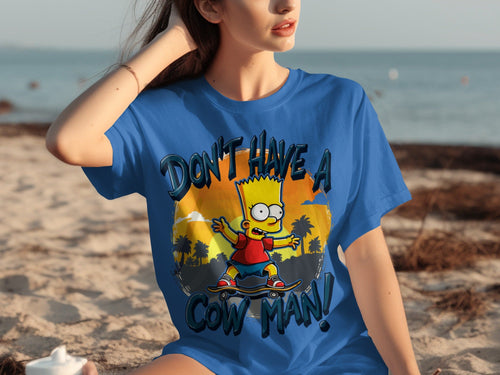 Bart Simpson Don't Have A Cow Man Skateboarding T-Shirts product image 2