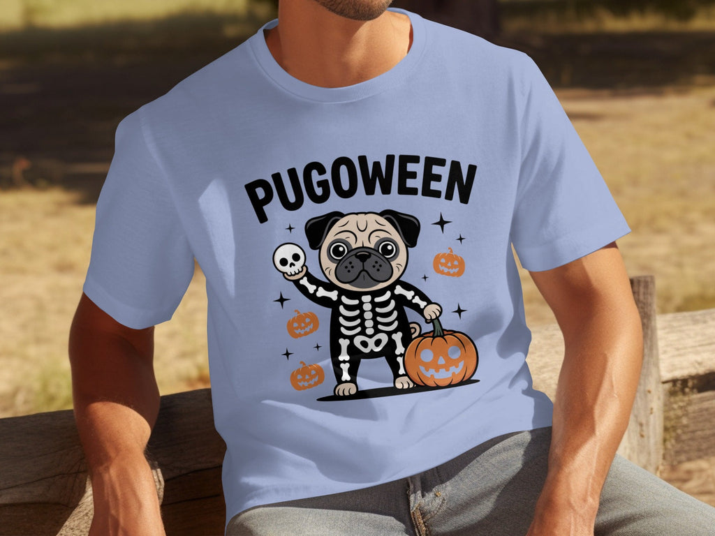 Pugoween Halloween Pug Dog Skeleton Costume T-Shirts