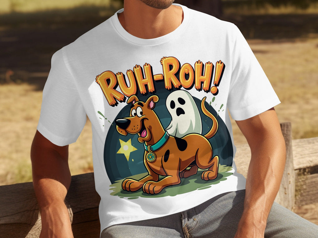 Ruh Roh Scooby Doo With Ghost Cartoon Style Design T-Shirts