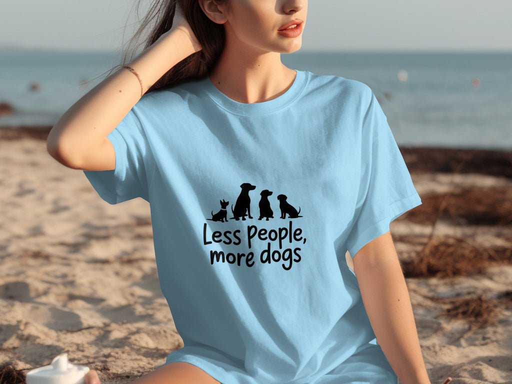 Less People More Dogs Silhouette Image Funny Pet T-Shirts
