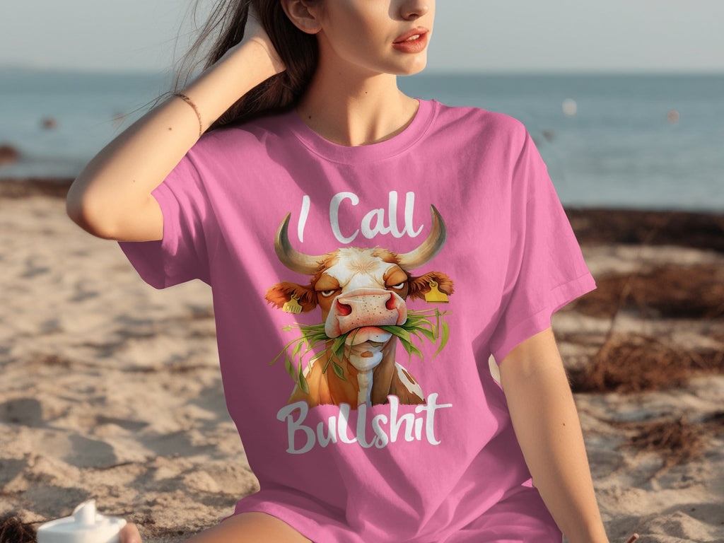I Call Bullshit Cow with Grass Mouth Funny Farm T-Shirts