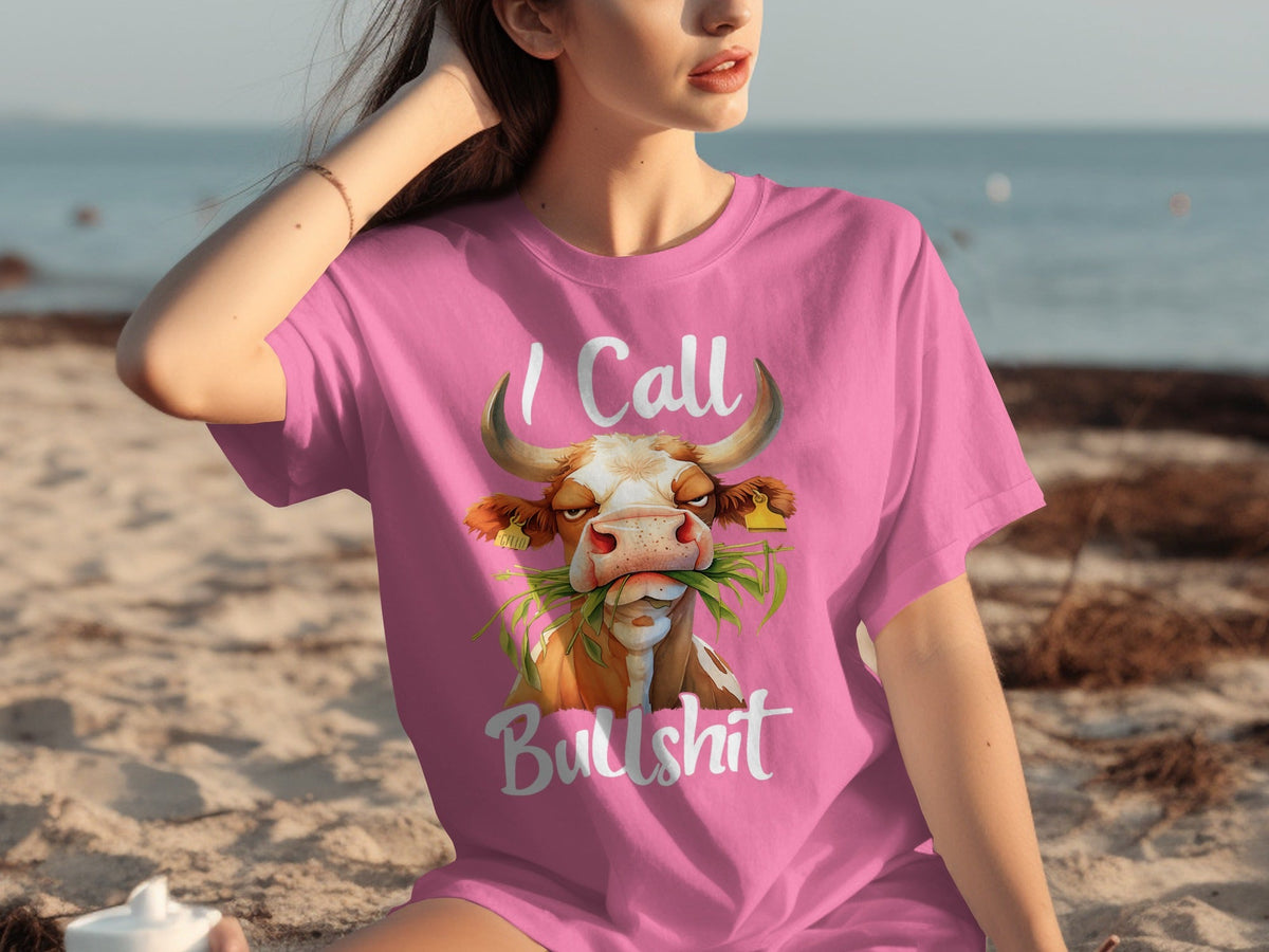 I Call Bullshit Cow with Grass Mouth Funny Farm T-Shirts