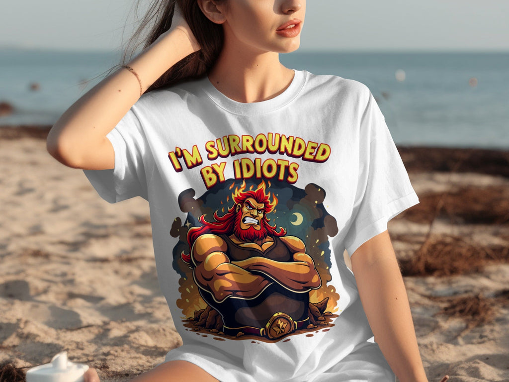 Surrounded By Idiots Cartoon Angry Zeus Design T-Shirts product image 14