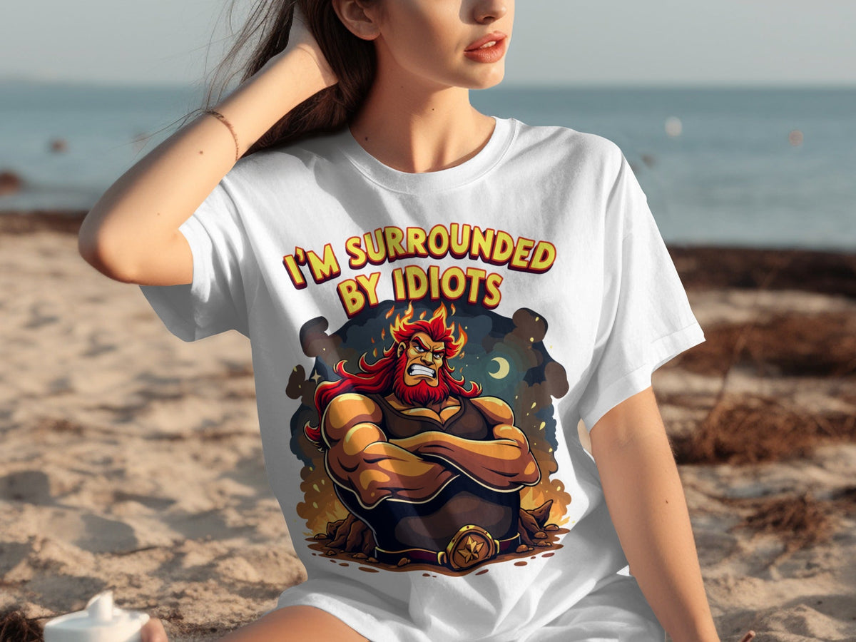 Surrounded By Idiots Cartoon Angry Zeus Design T-Shirts product image 14