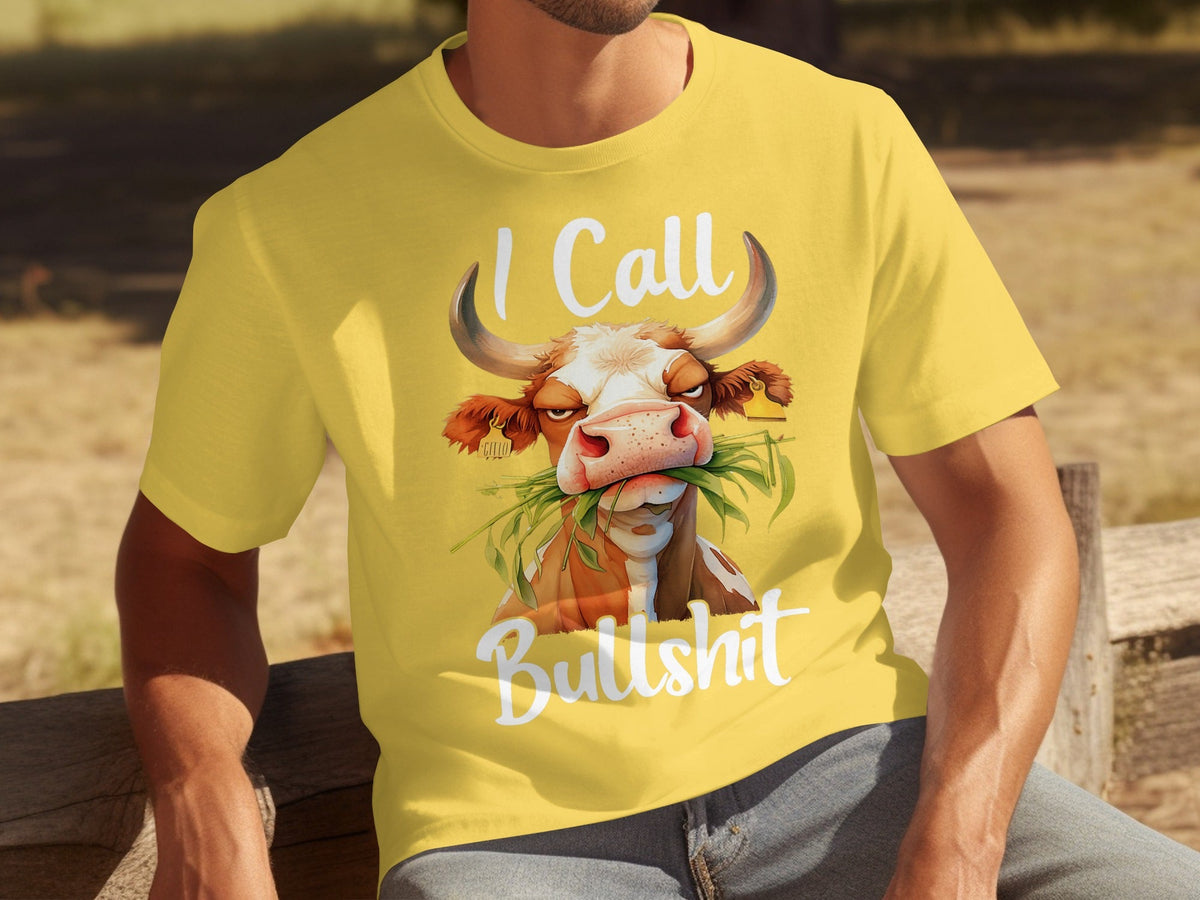 I Call Bullshit Cow with Grass Mouth Funny Farm T-Shirts