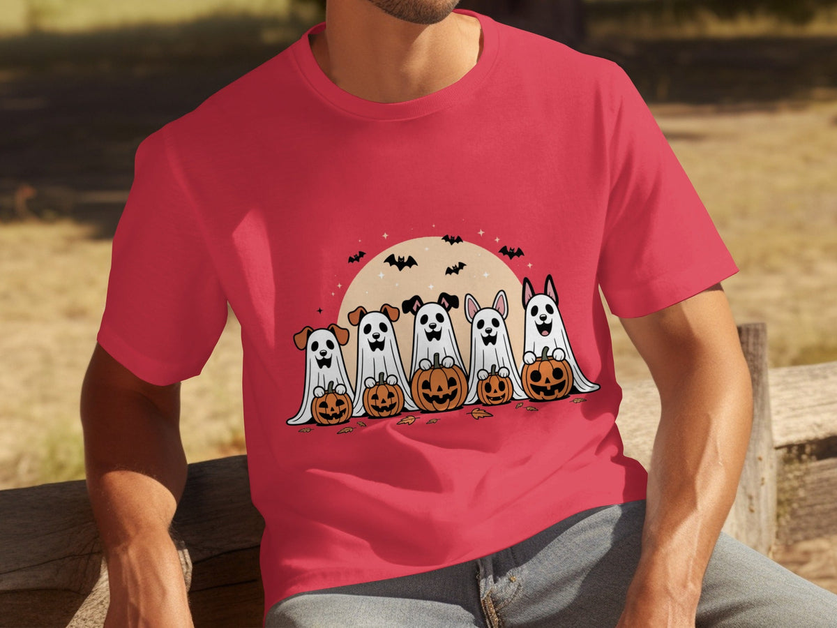 Spooky Dog Ghosts With Pumpkins Halloween Cute Season T-Shirts