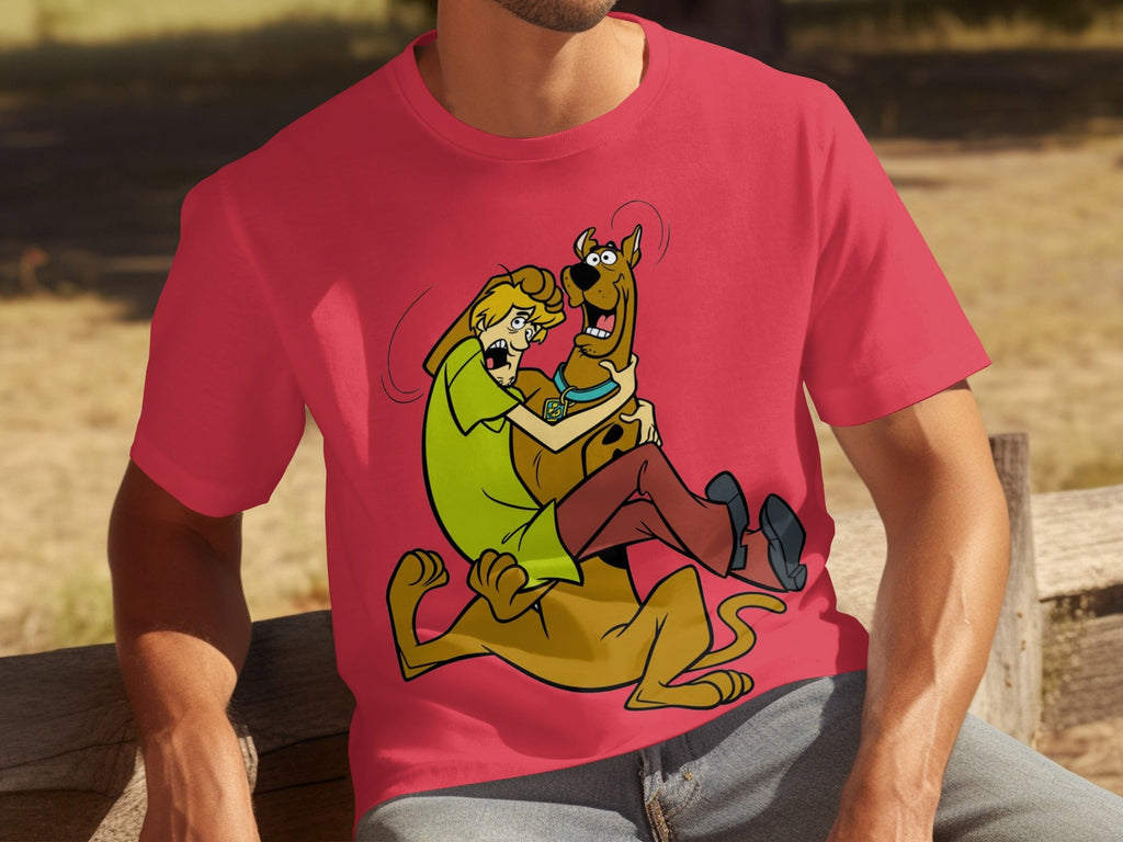Shaggy Riding Scooby Doo Scared Cartoon Character T-Shirts