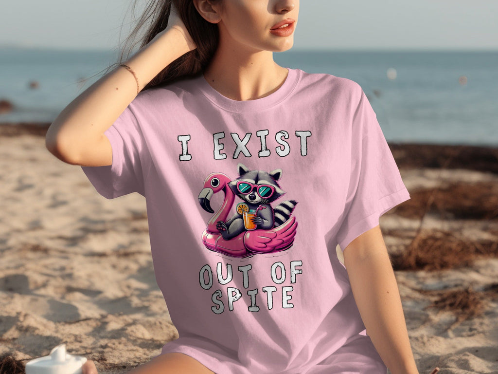 Funny Raccoon Flamingo Float I Exist Out Of Spite T-Shirts