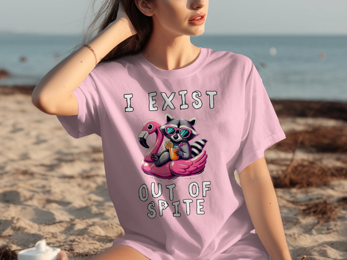 Funny Raccoon Flamingo Float I Exist Out Of Spite T-Shirts